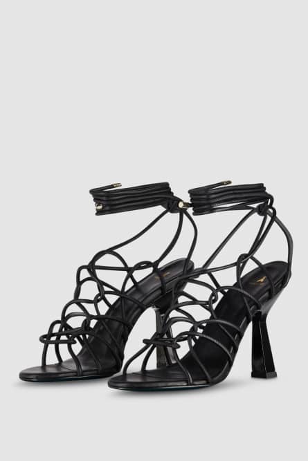 Heeled ankle sandals, Black, Patrizia Pepe