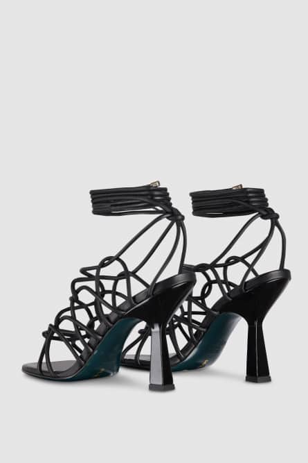 Heeled ankle sandals, Black, Patrizia Pepe