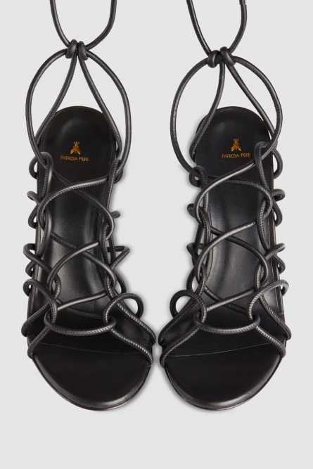 Heeled ankle sandals, Black, Patrizia Pepe