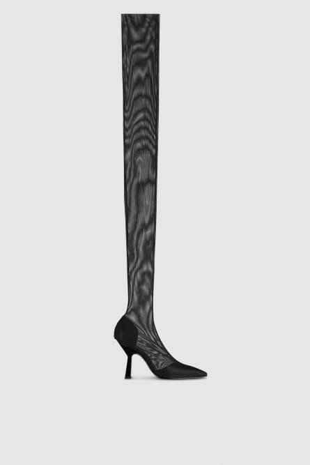Overknee boots in tulle, Black, Patrizia Pepe
