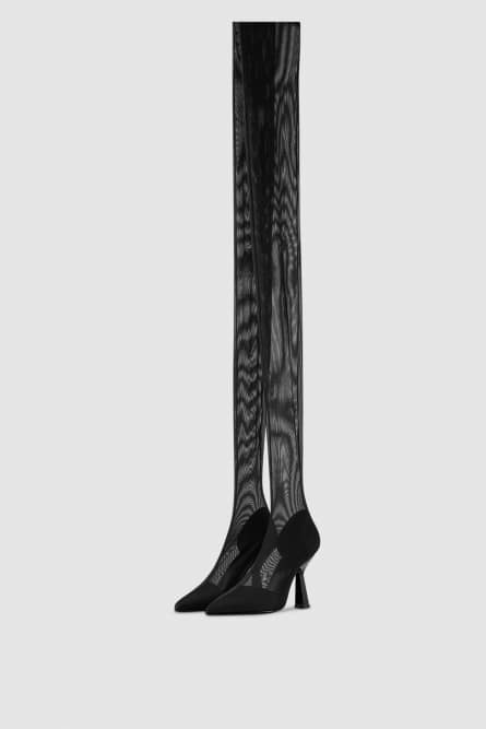 Overknee boots in tulle, Black, Patrizia Pepe