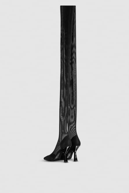 Overknee boots in tulle, Black, Patrizia Pepe