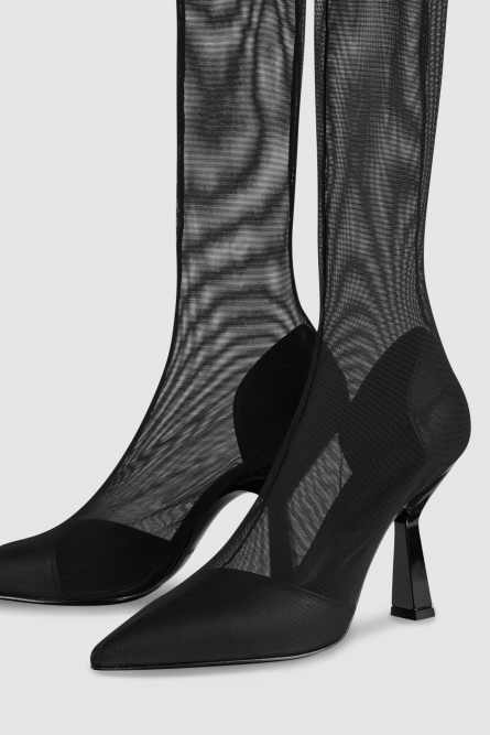 Overknee boots in tulle, Black, Patrizia Pepe