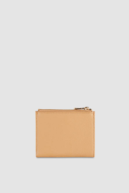 Leather wallet with zipper, Beige, Patrizia Pepe