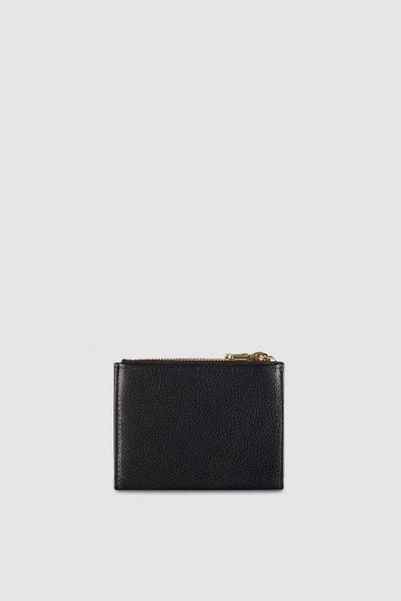 Leather wallet with zipper, Black, Patrizia Pepe