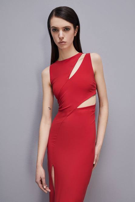 Abito cut-out in jersey, Rosso, Patrizia Pepe