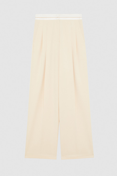 Palazzo pants in technical fabric, Beige, Patrizia Pepe