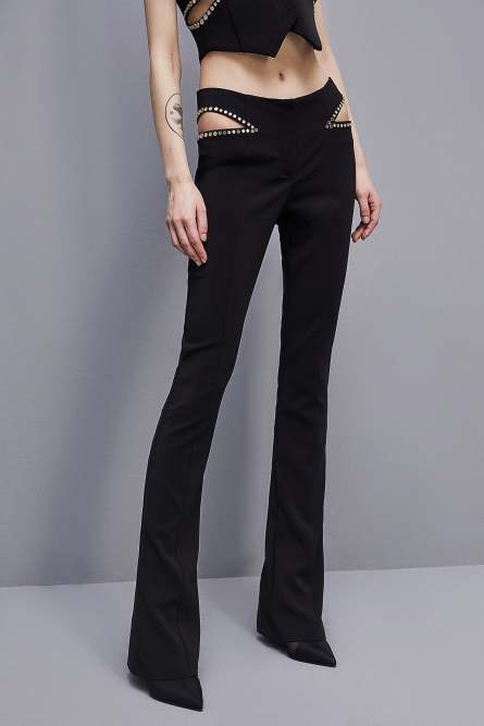 Hose mit niedrigem Bund aus Krepp, Schwarz, Patrizia Pepe