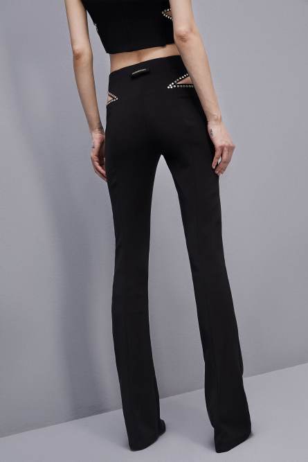 Hose mit niedrigem Bund aus Krepp, Schwarz, Patrizia Pepe