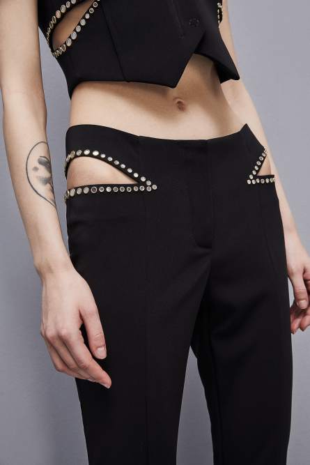 Hose mit niedrigem Bund aus Krepp, Schwarz, Patrizia Pepe
