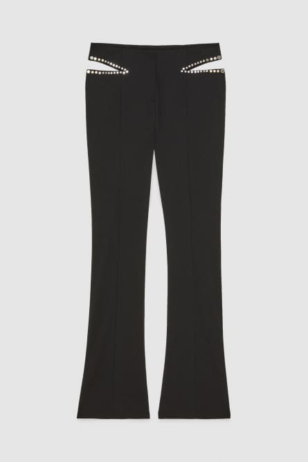 Hose mit niedrigem Bund aus Krepp, Schwarz, Patrizia Pepe