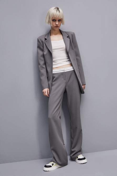 Feminine Ein-Knopf-Jacke, Grau, Patrizia Pepe