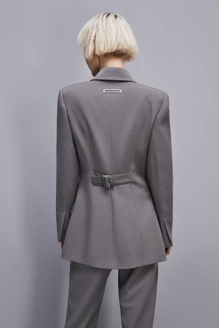 Feminine Ein-Knopf-Jacke, Grau, Patrizia Pepe
