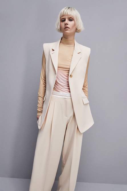 One-button sleeveless vest, Beige, Patrizia Pepe