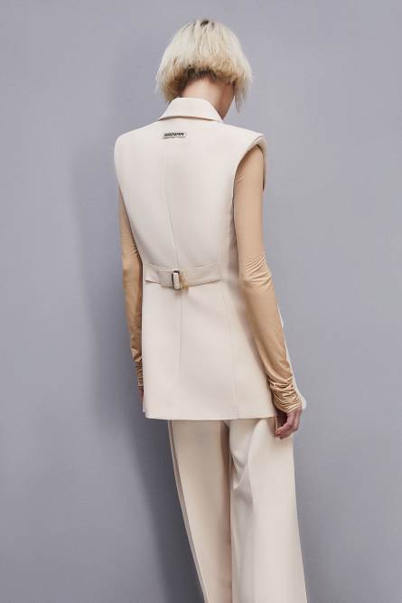 One-button sleeveless vest, Beige, Patrizia Pepe