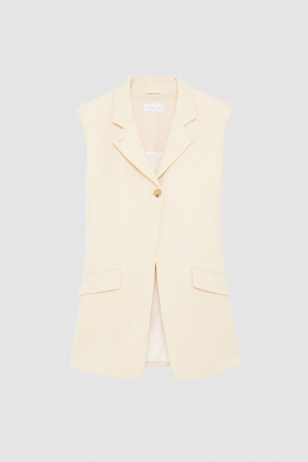 One-button sleeveless vest, Beige, Patrizia Pepe