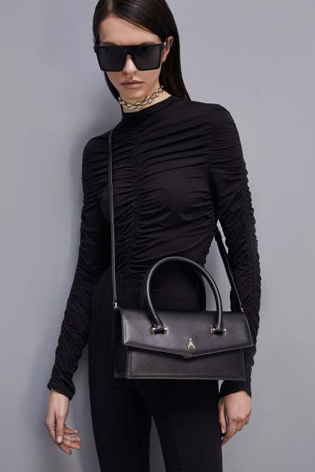 Fly Bamby Leather Bag Large, Black, Patrizia Pepe