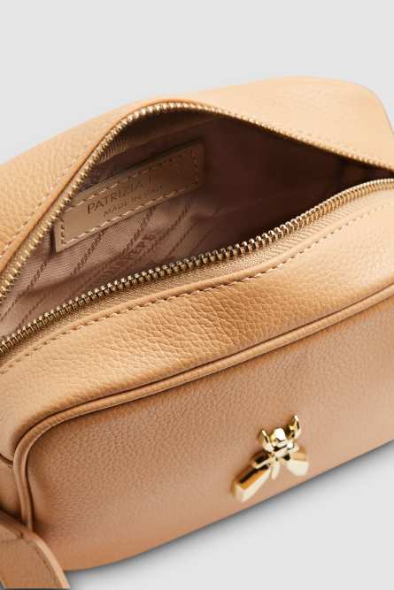 Fly Camera leather shoulder bag, Beige, Patrizia Pepe