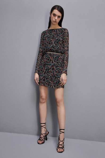 Mini patterned dress, Black, Patrizia Pepe