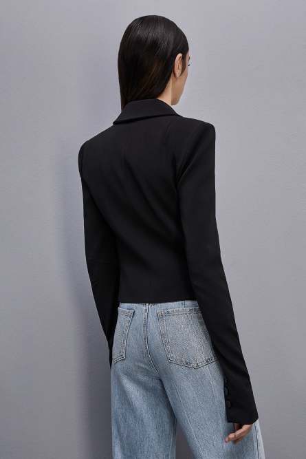 Jacke mit einem Knopf Essential, Schwarz, Patrizia Pepe
