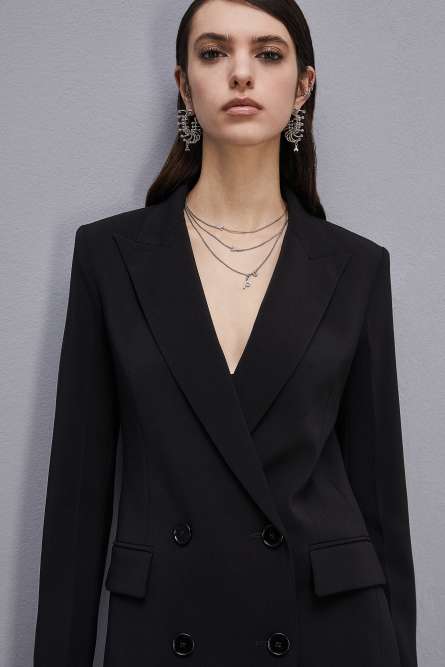 Essential double-breasted jacket, Black, Patrizia Pepe