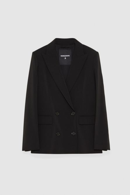 Essential double-breasted jacket, Black, Patrizia Pepe