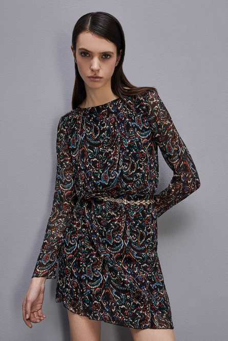 Mini patterned dress, Black, Patrizia Pepe
