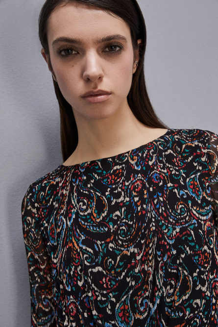 Mini patterned dress, Black, Patrizia Pepe