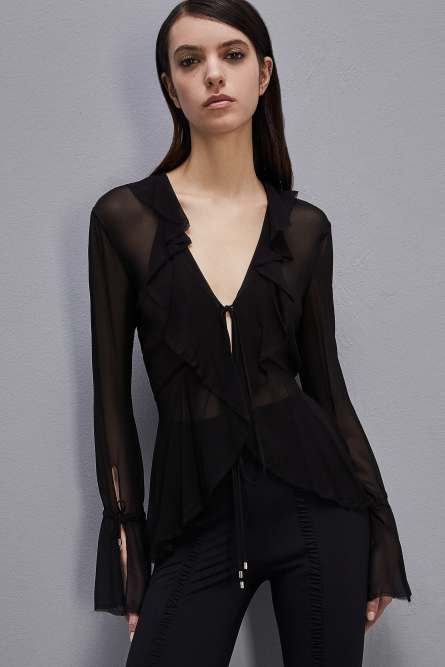 Chemisier en mousseline, Noir, Patrizia Pepe