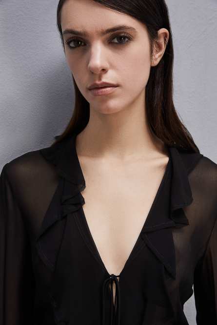 Chemisier en mousseline, Noir, Patrizia Pepe