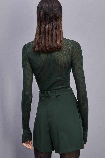 Pull en pure laine à col montant, Vert, Patrizia Pepe