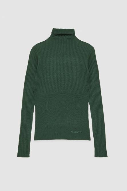Pull en pure laine à col montant, Vert, Patrizia Pepe