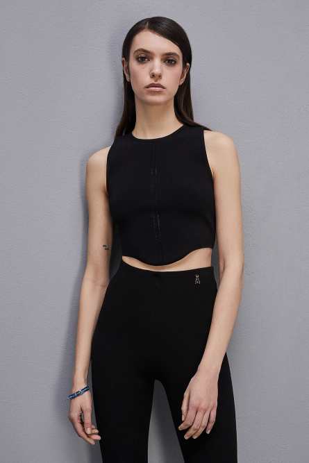 Crop top en polyviscose, Noir, Patrizia Pepe