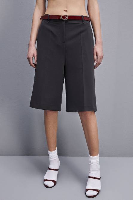 Soft viscose Bermuda shorts, Grey, Patrizia Pepe