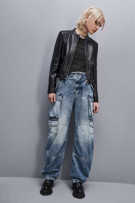 Jersey top with rhinestones, Black, Patrizia Pepe