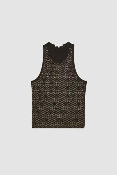 Jersey top with rhinestones, Black, Patrizia Pepe