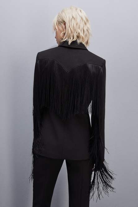 Fringed jacket, Black, Patrizia Pepe