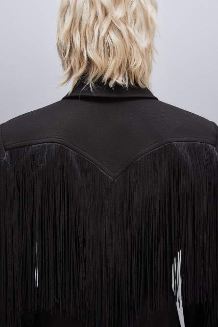 Fringed jacket, Black, Patrizia Pepe