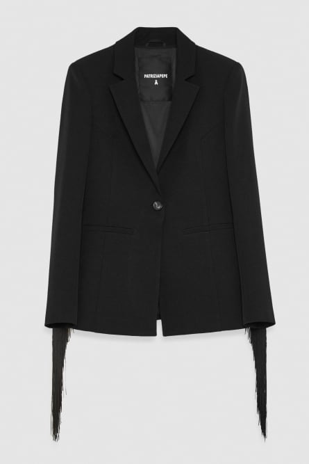 Fringed jacket, Black, Patrizia Pepe