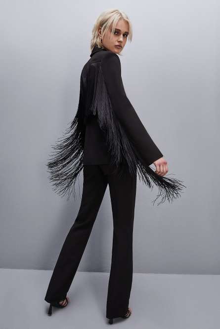 Fringed jacket, Black, Patrizia Pepe