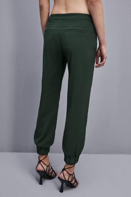 Pantalon jogging taille basse en crêpe, Vert, Patrizia Pepe