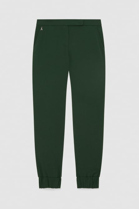 Pantalon jogging taille basse en crêpe, Vert, Patrizia Pepe