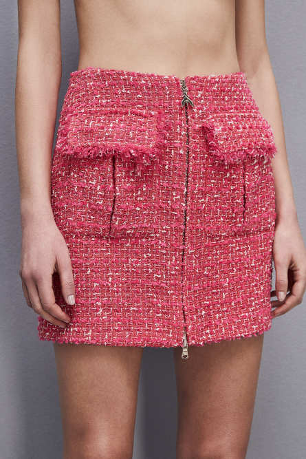 Tweed miniskirt with zipper, Red, Patrizia Pepe