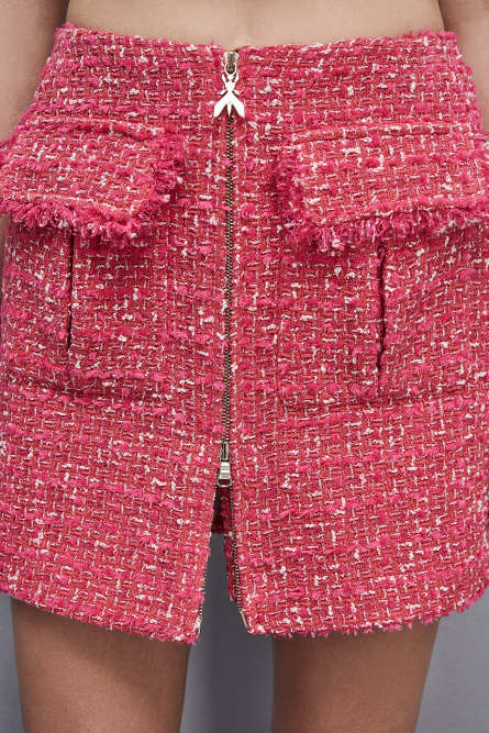 Tweed miniskirt with zipper, Red, Patrizia Pepe