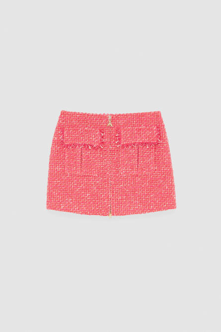 Tweed miniskirt with zipper, Red, Patrizia Pepe