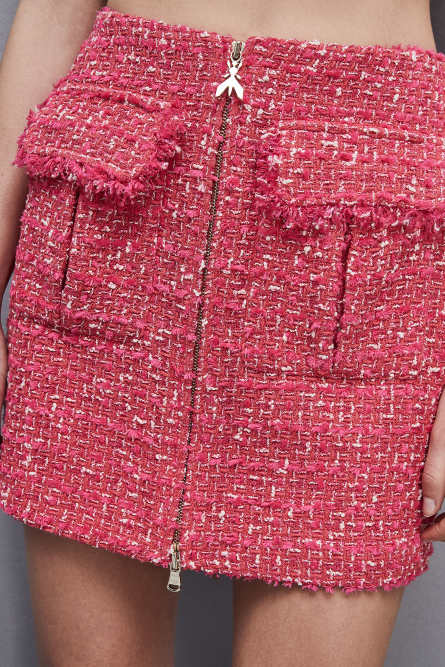 Tweed miniskirt with zipper, Red, Patrizia Pepe