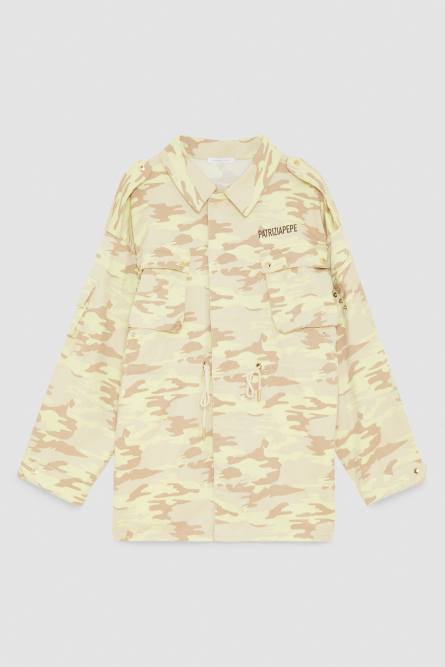 Oversize&apos;owa kurtka camouflage, Wzór Moro, Biały, Patrizia Pepe