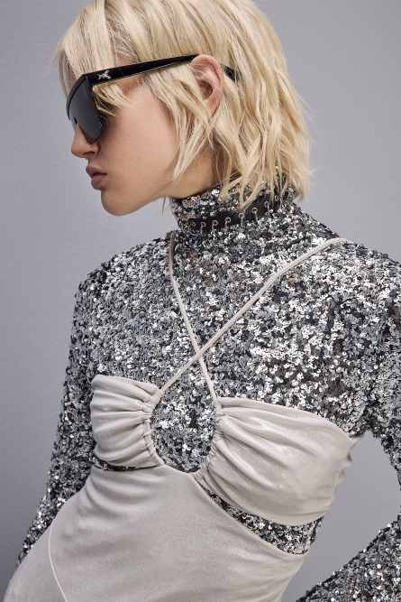 Abito cut-out smanicato in Jersey laminato, Bianco, Patrizia Pepe