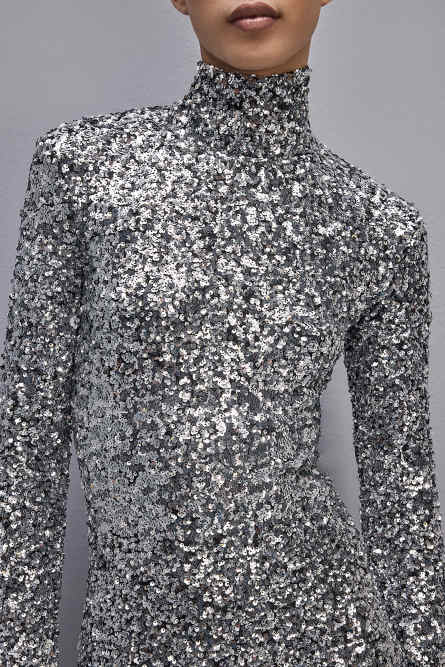 ﻿Jumpsuit mit Pailletten und hohem Kragen, Grau, Patrizia Pepe