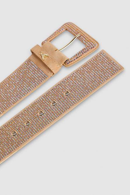 High-waisted belt with rhinestones, Pink, Patrizia Pepe